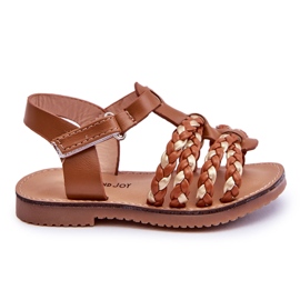 Sandália Infantil Velcro Com Tiras Marrom Sammy
