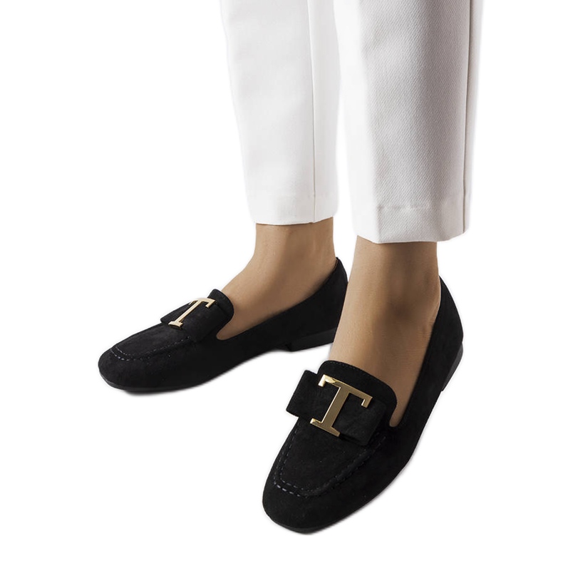 Mocassim preto de camurça ecológica, Adélaïde