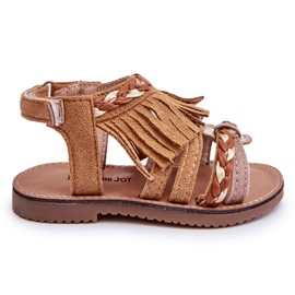Sandália Infantil Velcro Com Borlas Marrom Missy