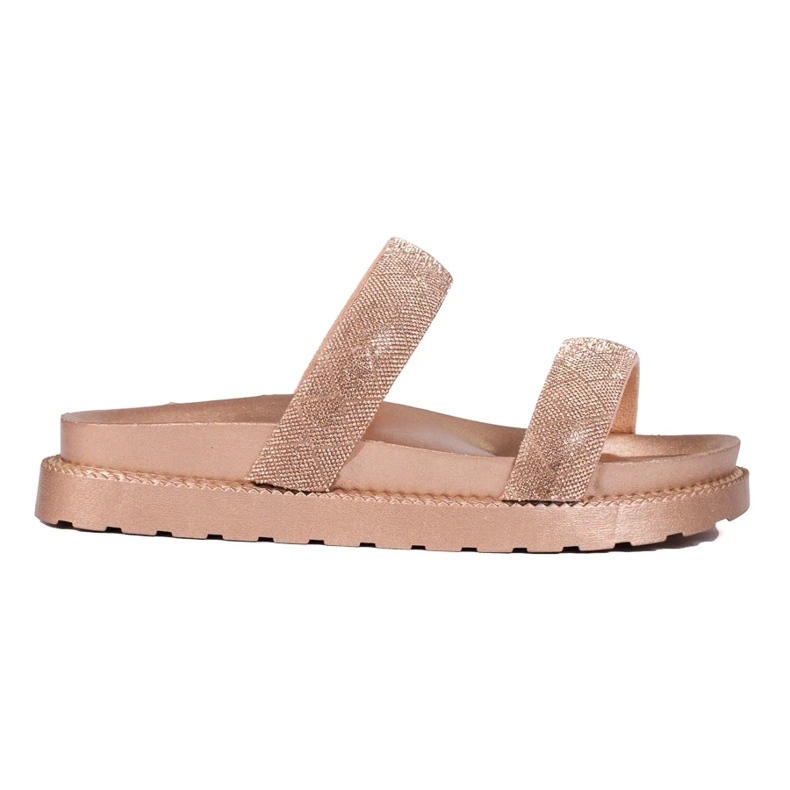 Chinelos de ouro femininos em sola grossa Shelovet dourado