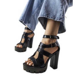 Sandália preta maciça bloco, Eenor preto Sandália preta maciça bloco, Eenor preto