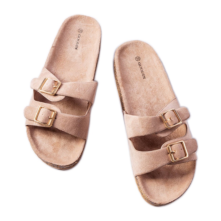 Goodin Chinelos bege com sola de cortiça da Cincinna