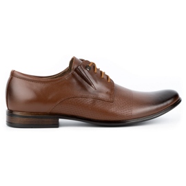 Olivier Sapatos masculinos elegantes de couro 302T3 castanhos marrom