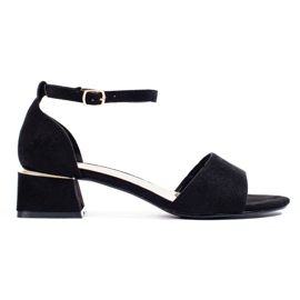 Sandália preta de salto baixo Shelovet preto