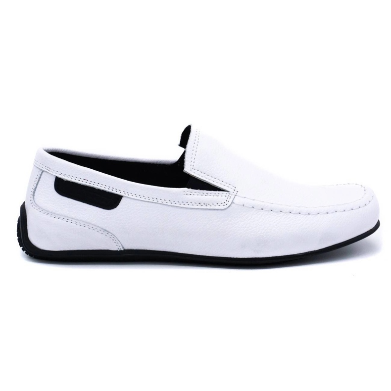 Polbut Mocassins de couro masculino 2105 branco