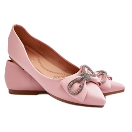 WS1 Bailarinas elegantes com um laço e strass rosa antigo WS1 Bailarinas elegantes com um laço e strass rosa antigo