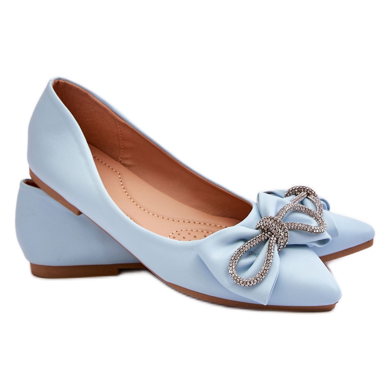 WS1 Bailarinas elegantes com um laço e strass azuis azul WS1 Bailarinas elegantes com um laço e strass azuis azul
