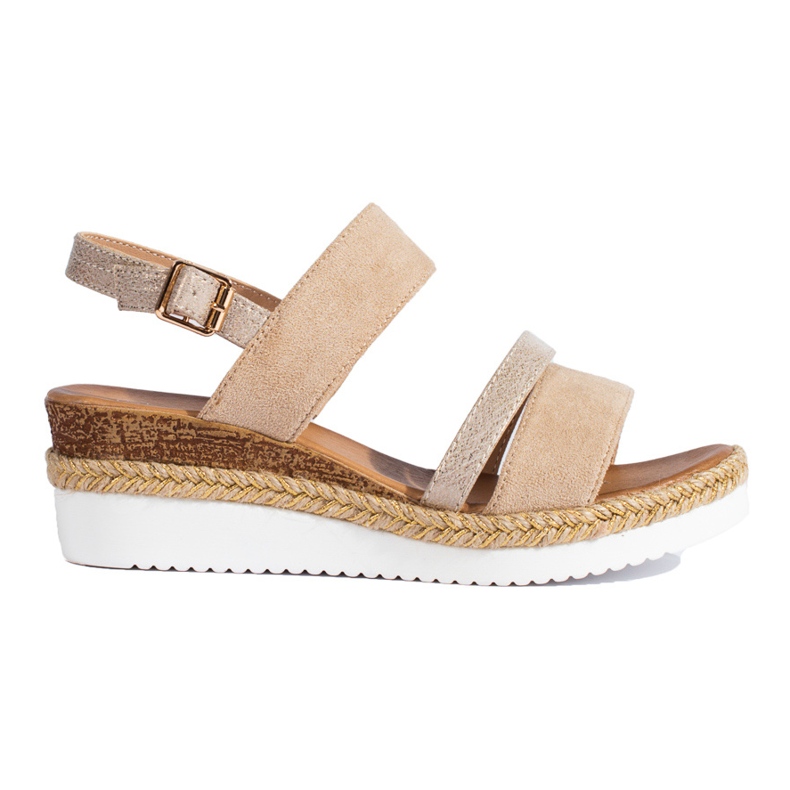 Sandálias de cunha Shelovet bege de mulher