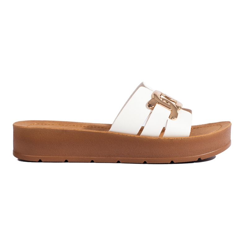 Chinelos plataforma Shelovet brancos de mulher