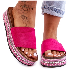 WR1 Chinelos femininos de camurça suave fúcsia Hayen rosa