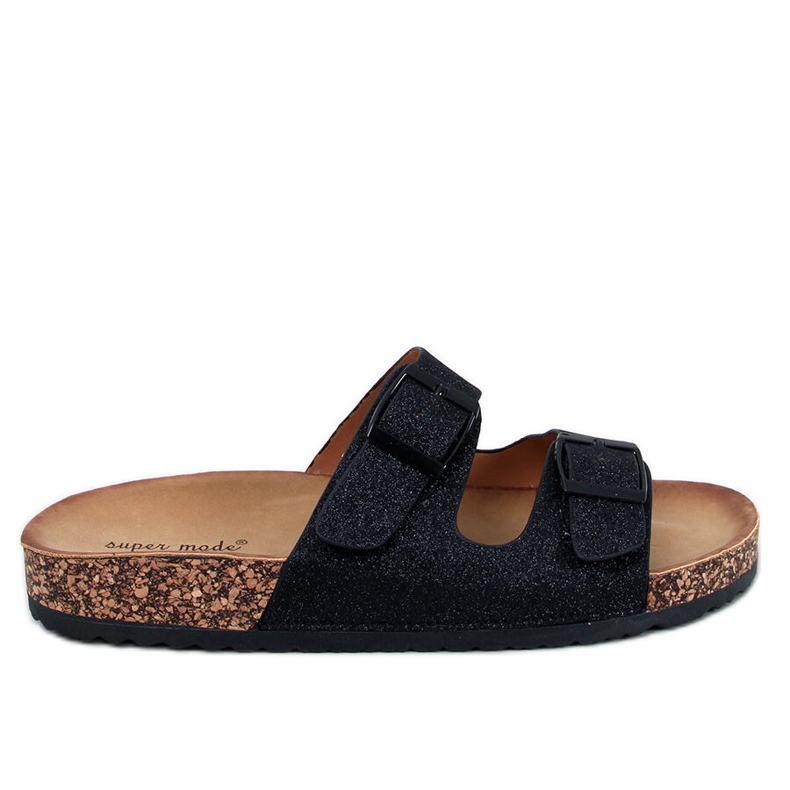 Chinelos Alexa Black Glitter Cork preto