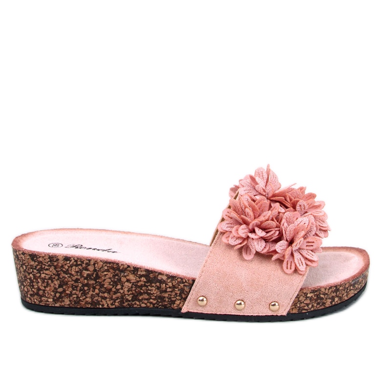 Sandálias de cunha com flores da Galia Pink rosa