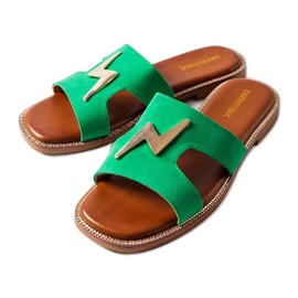 Escorregas planas verdes de Leyra