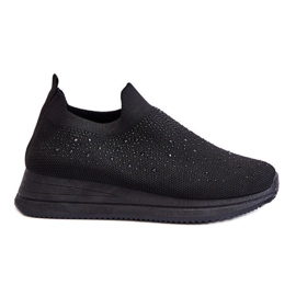 WR1 Tênis feminino sem cadarço com strass preto Gianni