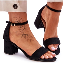 Sandálias clássicas de camurça pretas de salto baixo lua de mel preto