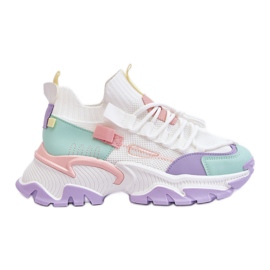 PS1 Tênis feminino sem cadarço branco/roxo Keaton