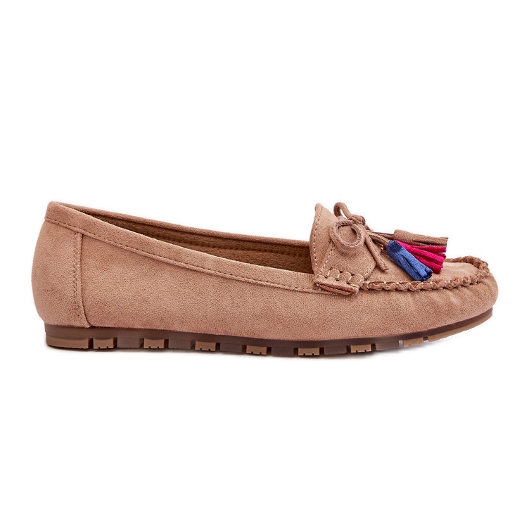 PS1 Mocassim de camurça com laço e borlas bege escuro Dorine PS1 Mocassim de camurça com laço e borlas bege escuro Dorine