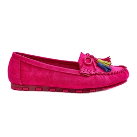 PS1 Mocassim de camurça com laço e franjas fúcsia Dorine rosa PS1 Mocassim de camurça com laço e franjas fúcsia Dorine rosa