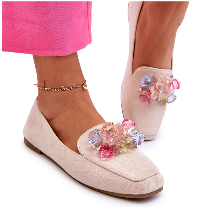 PS1 Mocassins de camurça com cristais decorativos bege Arvilla