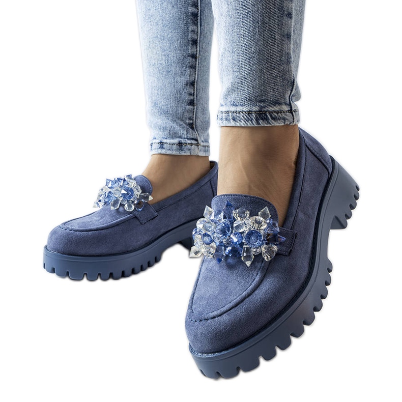 Sapato de camurça eco azul com cristais Lilja