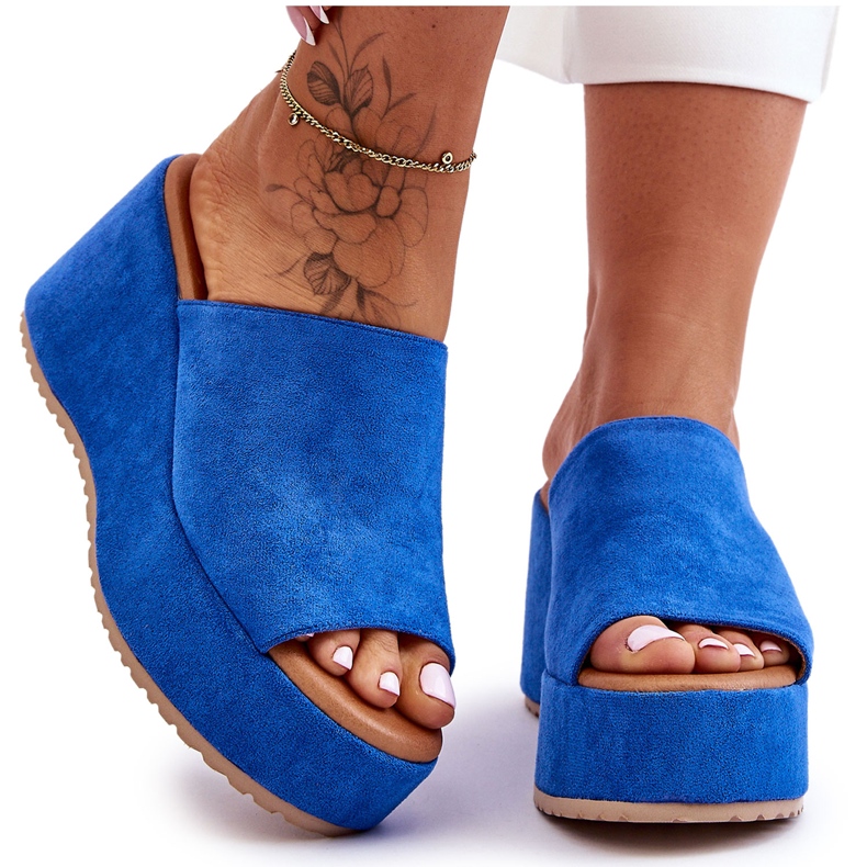 Chinelos femininos Blue Martina Chunky Platform azul