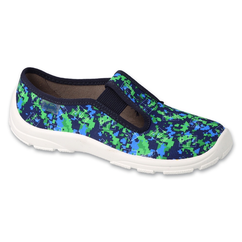 Flippers infantis Befado 975Y176 Padrões verdes da marinha multicolorido