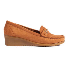 Mocassins de cunha de camurça de mulher Shelovet castanho marrom