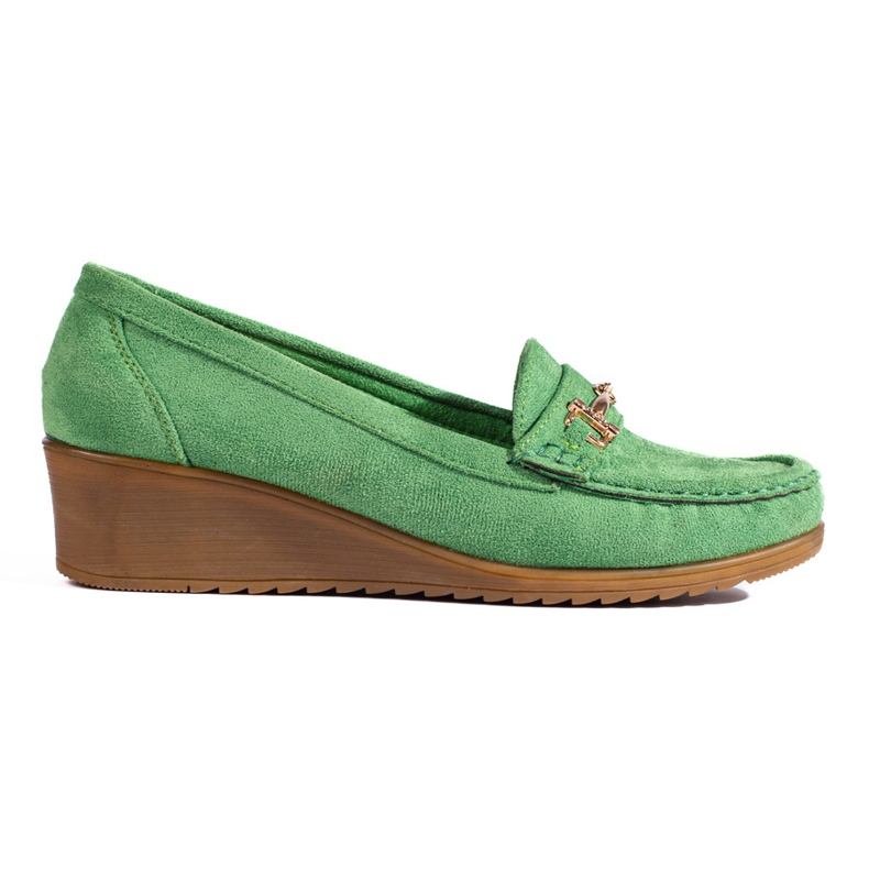 Mocassins de cunha de camurça de mulher Shelovet verde