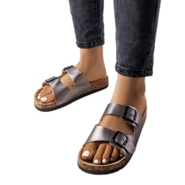 Sliders de cortiça cinza com fivelas de Lee Cooper LCW-22-35-1153L