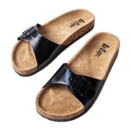 Slides de cortiça preta com fivelas de Lee Cooper LCW-22-35-1167L preto