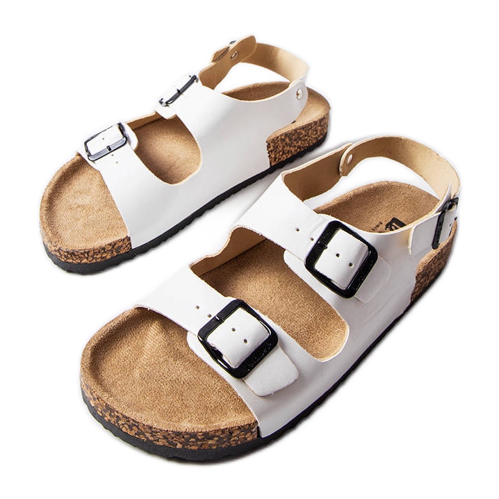 Sandálias de cortiça branca com fivelas de Lee Cooper LCW-22-35-1160L branco