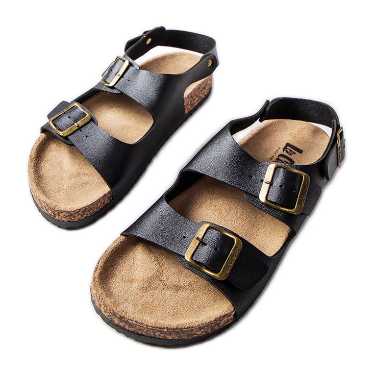 Sandália preta de cortiça com fivelas Lee Cooper LCW-22-35-1163L preto