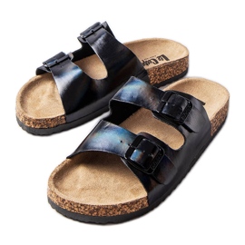 Sliders de cortiça preta com fivelas de Lee Cooper LCW-22-35-1154L preto