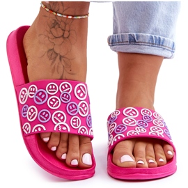 Chinelos Femininos Com Emoticons Fúcsia Cosette rosa