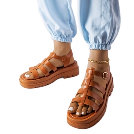 Sandália camel com solado trato da Saidi marrom