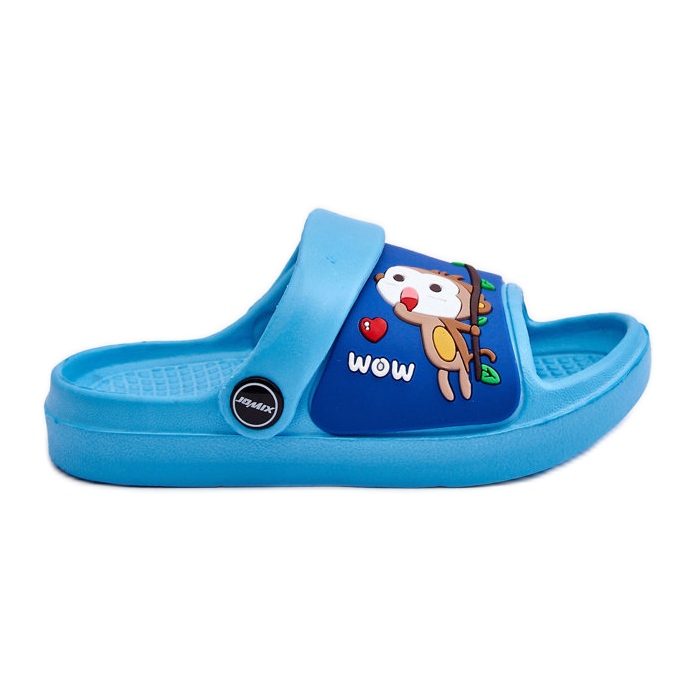 WJ1 Sandália infantil leve slide com motivo de animal azul rico