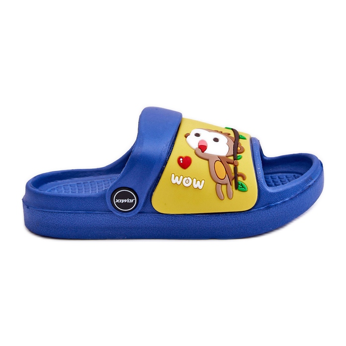 WJ1 Sandálias Infantis Leves com Motivo Animal Azul e Amarelo Rico