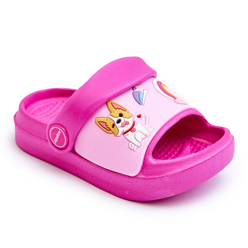 WJ1 Sandália Infantil Leve Chinelo Com Motivo Cachorro Fúcsia Rico rosa