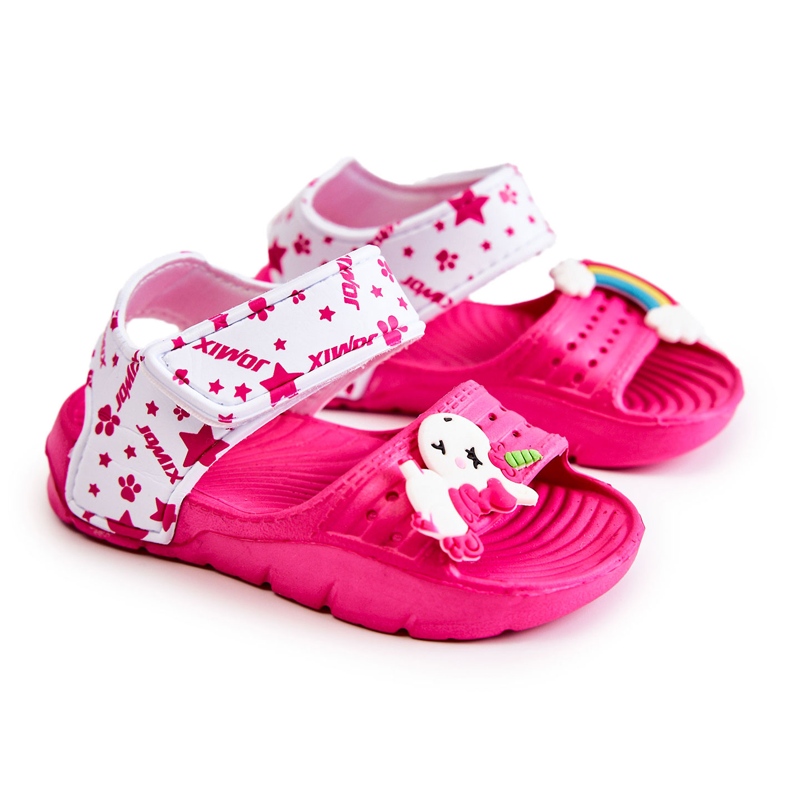 Sandália infantil de espuma leve com velcro fúcsia Asti rosa