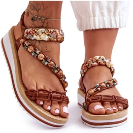 Sandálias de cunha femininas confortáveis ​​Marrom Jodie