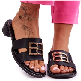 PG1 Chinelos femininos elegantes com decoração preta Atlantis preto