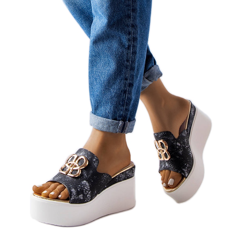 Sandálias de cunha pretas Havanna preto