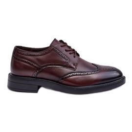 WD1 Sapatos masculinos elegantes de couro marrom Gustavo