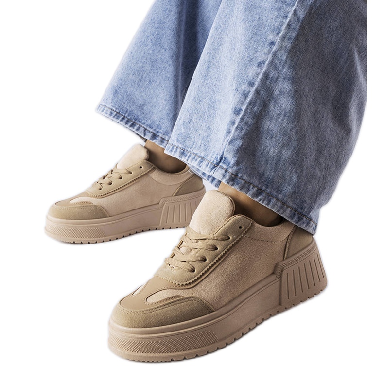 Tênis plataforma bege