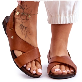 Lemar Sandália de Couro com Addison Marrom