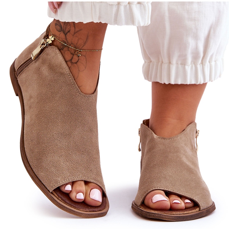 Botas de camurça cano baixo Nicole 2799/023 bege