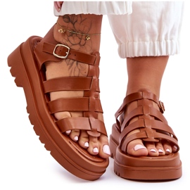 Sandálias de couro com tiras Colet marrom castanho