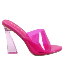 Sandália salto transparente Seymour Fuchsia rosa