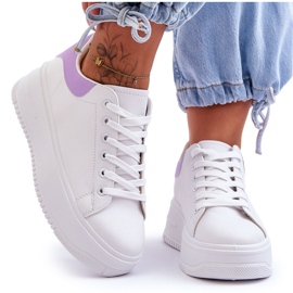 Sapatos esportivos clássicos femininos branco-roxo viagem noturna