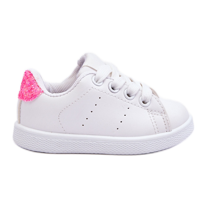 FR1 Tênis esportivo infantil branco-neon rosa brilhante